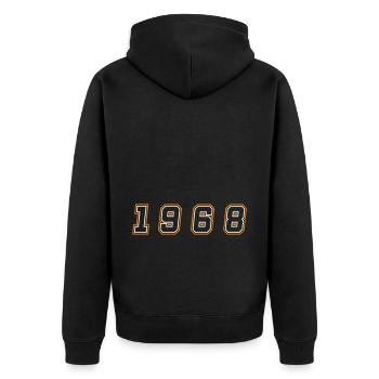 1968 Jahr Zahl - Unisex Premium Bio Zip Hoodie - Schwarz - Hinten - Nico (187cm)