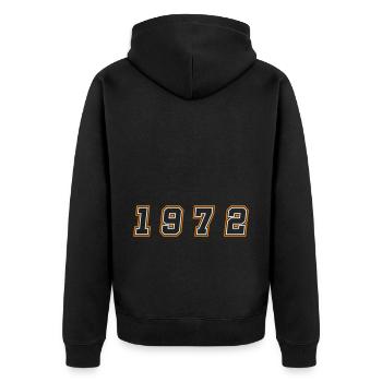 1972 Jahr Zahl - Unisex Premium Bio Zip Hoodie - Schwarz - Hinten - Nico (187cm)