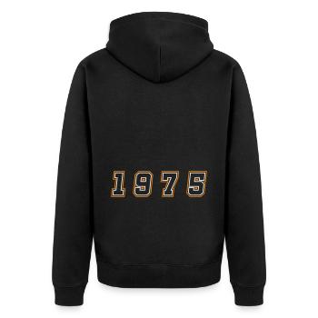 1975 Jahr Zahl - Unisex Premium Bio Zip Hoodie - Schwarz - Hinten - Nico (187cm)