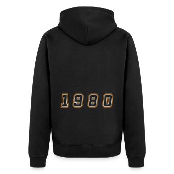 Numéro de l’année 1980 - Veste à capuche bio Premium Unisexe - noir - Dos - Nico (187cm)