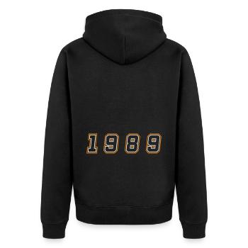 Numéro de l’année 1989 - Veste à capuche bio Premium Unisexe - noir - Dos - Nico (187cm)