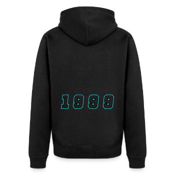 Numéro de l’année 1999 - Veste à capuche bio Premium Unisexe - noir - Dos - Nico (187cm)