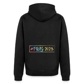 Prag 2023 - Unisex Premium Bio Zip Hoodie - Schwarz - Hinten - Nico (187cm)