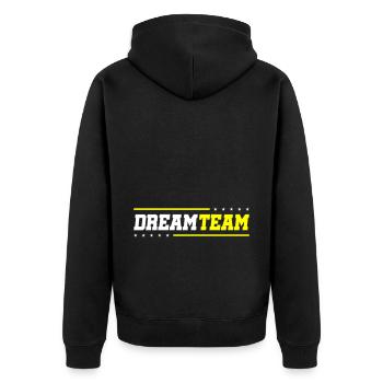 Dream Team - Unisex Premium Bio Zip Hoodie - Schwarz - Hinten - Nico (187cm)