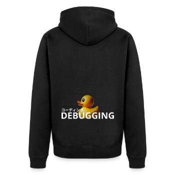 LUZILLION CODER COUTURE, DÉBOGAGE DE RUBBER DUCK - Veste à capuche bio Premium Unisexe - noir - Dos - Nico (187cm)
