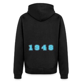 Numéro de l’année 1948 - Veste à capuche bio Premium Unisexe - noir - Dos - Nico (187cm)