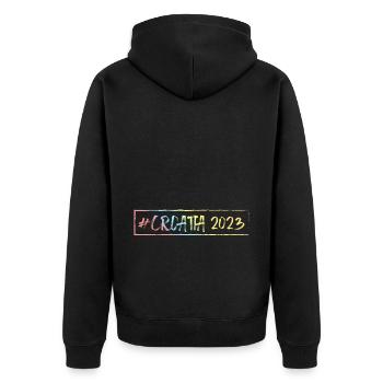 Croatia 2023 - Unisex Premium Organic Zip Hoodie - black - Back - Nico (187cm)