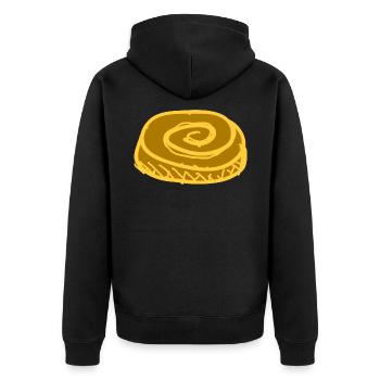 Eine leckere Nussschnecke essen - Unisex Premium Bio Zip Hoodie - Schwarz - Hinten - Nico (187cm)