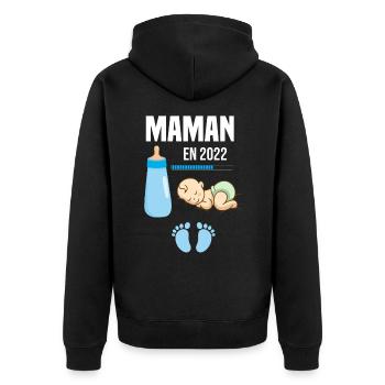 Cadeau De Grossesse Maman En 2022 - Veste à capuche bio Premium Unisexe - noir - Dos - Nico (187cm)