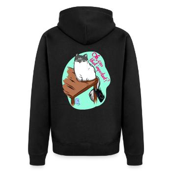 Oh, was that important - Unisex Premium Bio Zip Hoodie - Schwarz - Hinten - Nico (187cm)