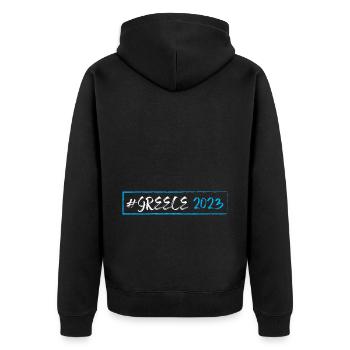 Greece 2023 - Unisex Premium Bio Zip Hoodie - Schwarz - Hinten - Nico (187cm)
