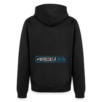 Mallorca 2023 - Unisex Premium Bio Zip Hoodie - Schwarz - Hinten - Nico (187cm)
