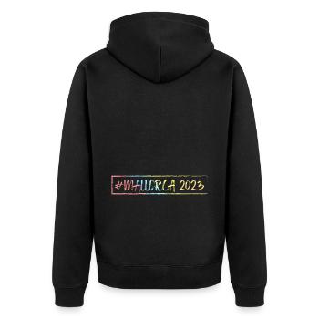 Mallorca 2023 - Unisex Premium Bio Zip Hoodie - Schwarz - Hinten - Nico (187cm)