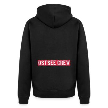 Ostsee Crew - Unisex Premium Bio Zip Hoodie - Schwarz - Hinten - Nico (187cm)