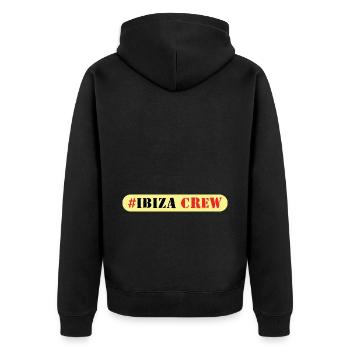 Ibiza Crew - Unisex Premium Bio Zip Hoodie - Schwarz - Hinten - Nico (187cm)