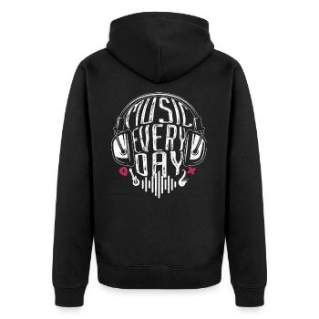 Machen Sie jeden Tag Musik Grafik für Musiker - Unisex Premium Bio Zip Hoodie - Schwarz - Hinten - Nico (187cm)