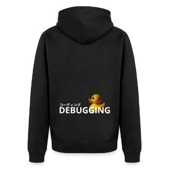 LUZILLION CODER COUTURE, DÉBOGAGE DE RUBBER DUCK - Veste à capuche bio Premium Unisexe - noir - Dos - Nico (187cm)
