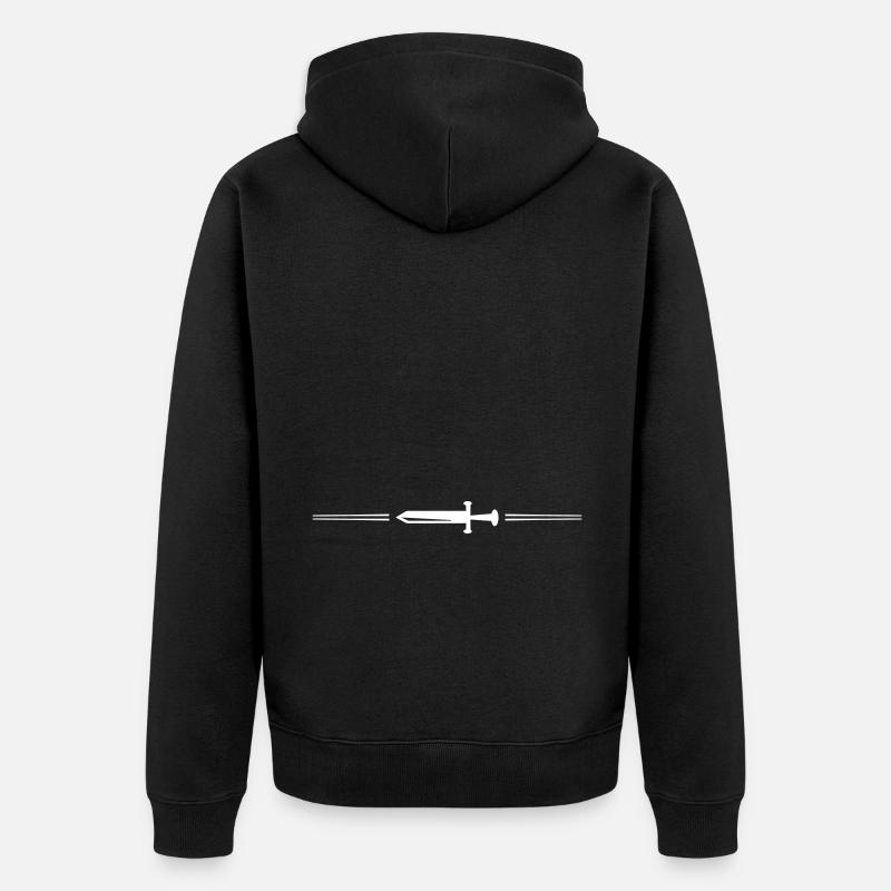 Ligne d’icône d’épée - Veste à capuche bio Premium Unisexe - noir