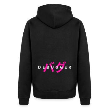 LUZILLION DEBUGGER PRINT FOR CODER AND GAMER - Unisex Premium Bio Zip Hoodie - Schwarz - Hinten - Nico (187cm)