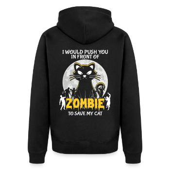 Halloween Katze Hexe - Unisex Premium Bio Zip Hoodie - Schwarz - Hinten - Nico (187cm)