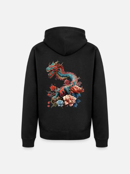 Cooler Drache - Unisex Premium Bio Zip Hoodie - Schwarz