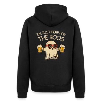 Halloween Ghost Beer Je suis juste là pour les huées - Veste à capuche bio Premium Unisexe - noir - Dos - Nico (187cm)