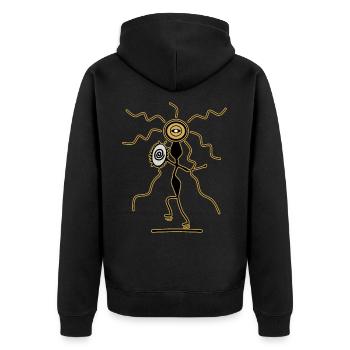 Shaman with Drum - Unisex Premium Organic Zip Hoodie - black - Back - Nico (187cm)