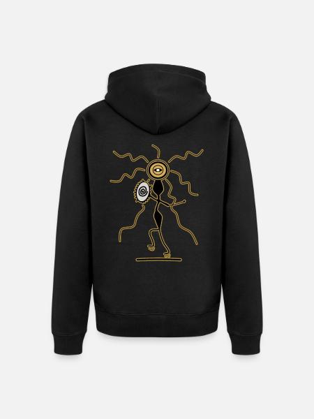Chamán con tambor - Chaqueta con capucha prémium ecológica unisex - negro