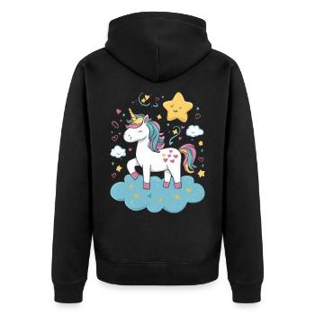 Licorne magique et imaginative avec des étoiles - Veste à capuche bio Premium Unisexe - noir - Dos - Nico (187cm)