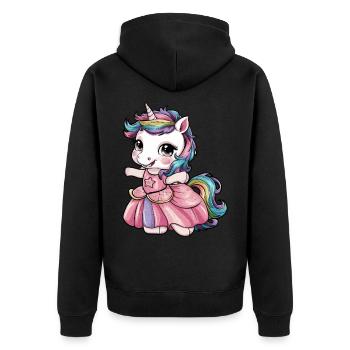 Kawaii unicorn with fairytale dress - Unisex Premium Organic Zip Hoodie - black - Back - Nico (187cm)