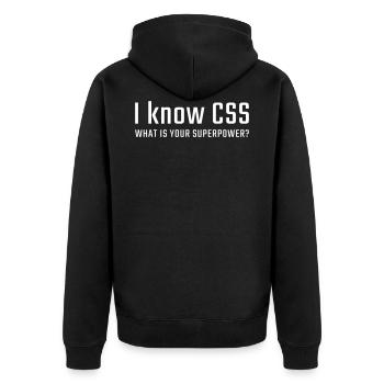I know CSS - Unisex Premium Organic Zip Hoodie - black - Back - Nico (187cm)