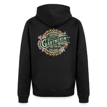 Gärtnerin ich bin dieser legendäre Gärtnerin - Unisex Premium Bio Zip Hoodie - Schwarz - Hinten - Nico (187cm)