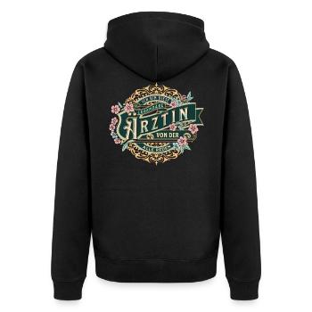 Ärztin Ich bin diese legendäre Ärztin - Unisex Premium Bio Zip Hoodie - Schwarz - Hinten - Nico (187cm)
