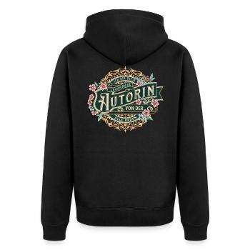 Autorin Ich bin diese legendäre Autorin - Unisex Premium Bio Zip Hoodie - Schwarz - Hinten - Nico (187cm)