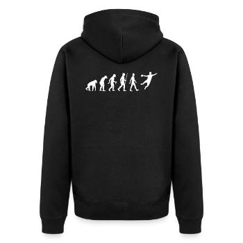 Handballer Evolution Handball - Unisex Premium Bio Zip Hoodie - Schwarz - Hinten - Nico (187cm)