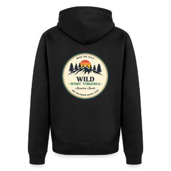 Wild West Virginia - Unisex Premium Bio Zip Hoodie - Schwarz - Hinten - Nico (187cm)