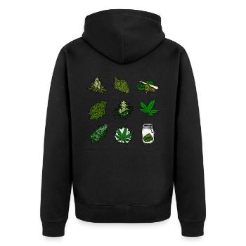 Cannabis, Weed Sticker Pack - Unisex Premium Bio Zip Hoodie - Schwarz - Hinten - Nico (187cm)