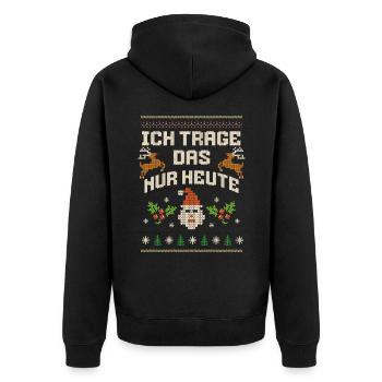 Ugly Christmas Ich trage das nur heute - Unisex Premium Bio Zip Hoodie - Schwarz - Hinten - Nico (187cm)