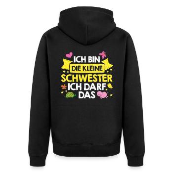 Ich Bin Die Kleine Schwester Ich Darf Das Familie - Unisex Premium Bio Zip Hoodie - Schwarz - Hinten - Nico (187cm)