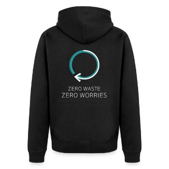 Zero Waste Design for the Environmentally Conscious - Unisex Premium Organic Zip Hoodie - black - Back - Nico (187cm)