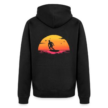 sunrise surf surfer t-shirt surfing - Unisex Premium Organic Zip Hoodie - black - Back - Nico (187cm)