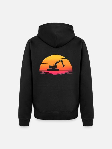 Sunset Bagger T-Shirt Baustelle - Unisex Premium Bio Zip Hoodie - Schwarz
