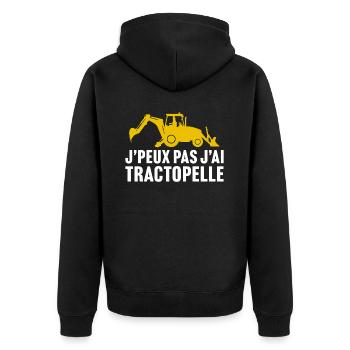 j'peux pas j'ai tractopelle t-shirt chantier - Veste à capuche bio Premium Unisexe - noir - Dos - Nico (187cm)