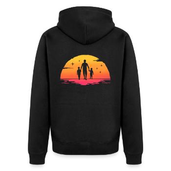Sonnenaufgang Vater mit zwei Söhnen Vater und Sohn - Unisex Premium Bio Zip Hoodie - Schwarz - Hinten - Nico (187cm)