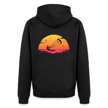 sunrise kitesurfing kitesurfer - Unisex Premium Organic Zip Hoodie - black - Back - Nico (187cm)