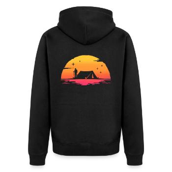 Sonnenaufgang Wandern Camper Camping Zelt Camper - Unisex Premium Bio Zip Hoodie - Schwarz - Hinten - Nico (187cm)