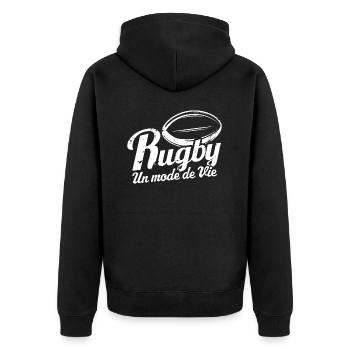 Rugby un mode de vie homme ballon de rugby - Veste à capuche bio Premium Unisexe - noir - Dos - Nico (187cm)