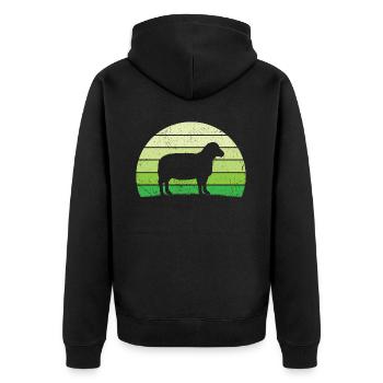 Retro Schaf T-Shirt Schaf - Unisex Premium Bio Zip Hoodie - Schwarz - Hinten - Nico (187cm)