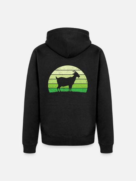 retro goats t-shirt goat - Unisex Premium Organic Zip Hoodie - black