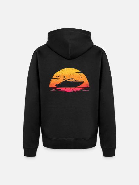 bateau à moteur hors bord t-shirt yacht - Premium økologisk unisex-hættejakke - sort